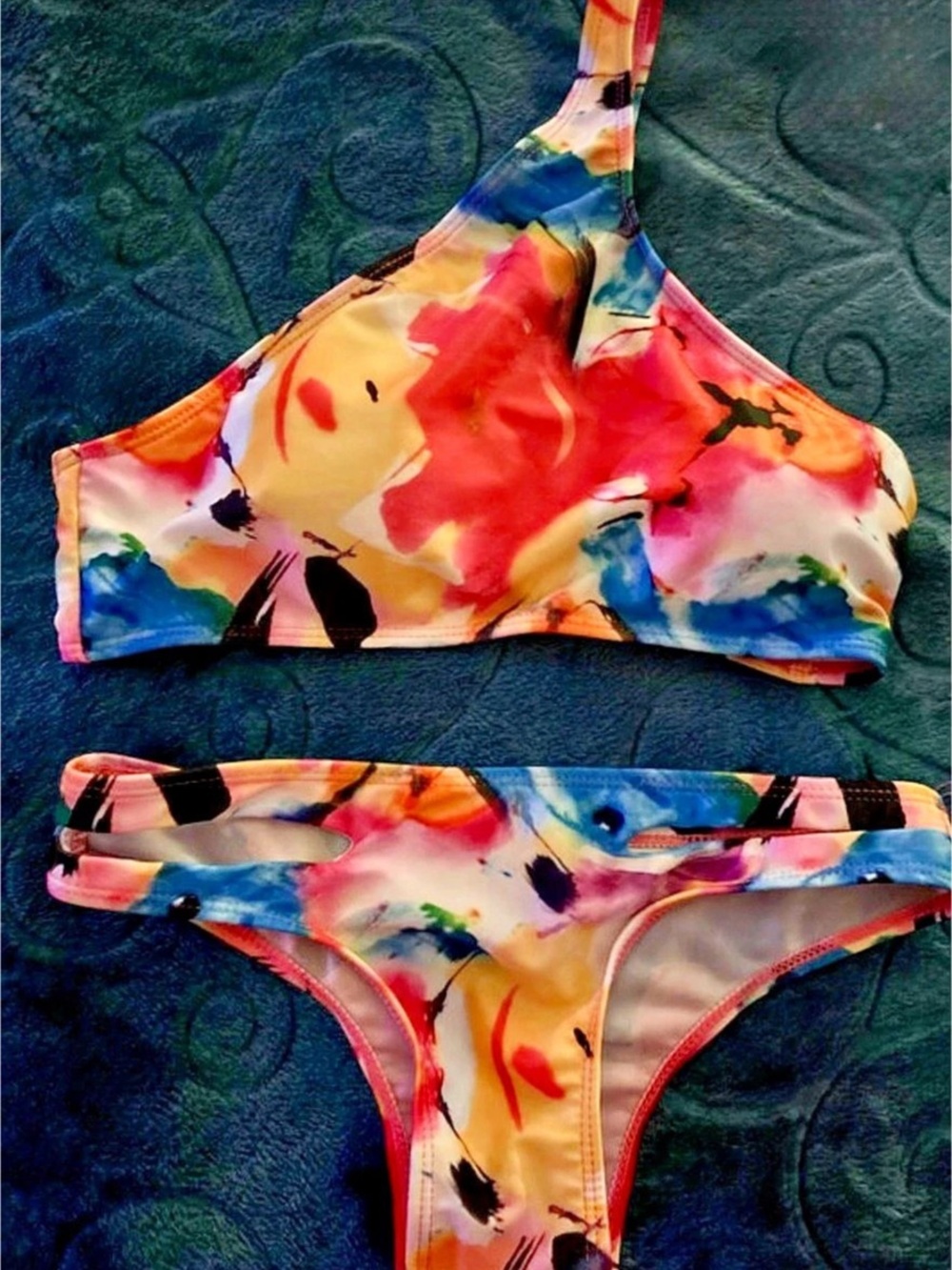 Boohoo Abstract Print Bikini Set